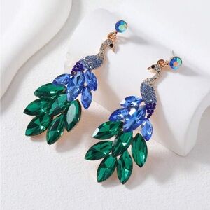 AURELIA NOIR Crystal Peacock Earrings